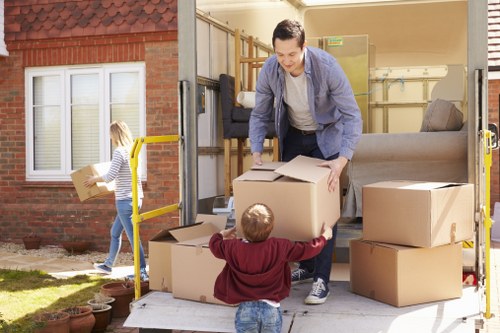 Removal van and moving team preparing for a UK relocation