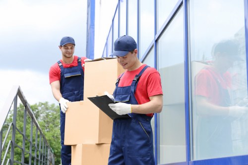 Office relocation planning in Knightsbridge with commercial moving equipment