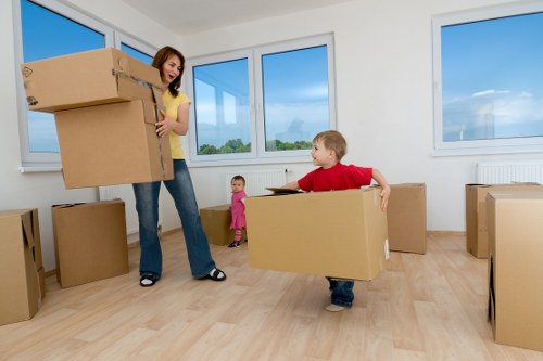 Removal team handling a Knightsbridge flat move near a period apartment building
