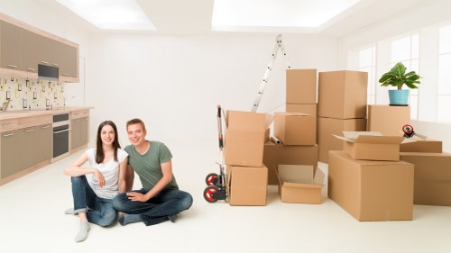 Business relocation checklist and organised moving boxes for a Knightsbridge office