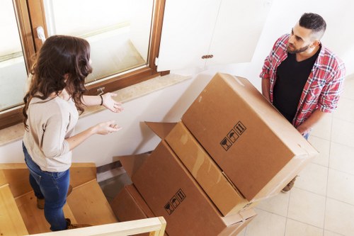 Preparation checklist and packed boxes for urgent removals in Knightsbridge