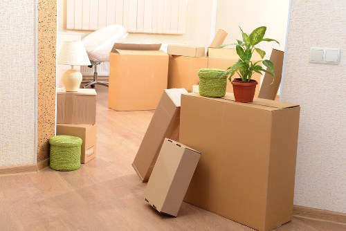 Furniture and boxes being loaded into a van for a local Knightsbridge move